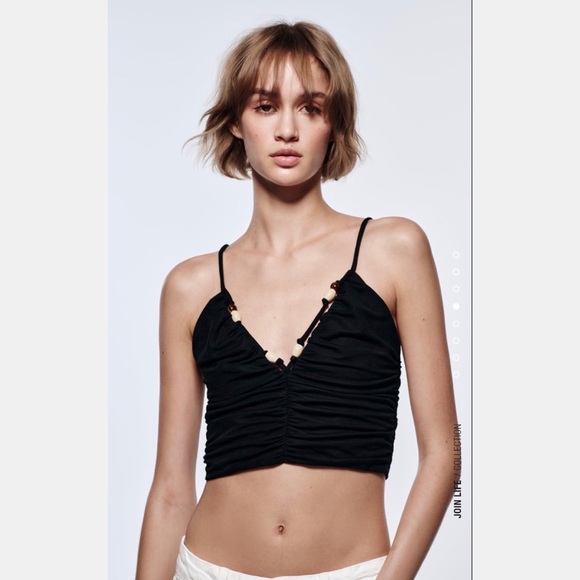NWT ZARA Black Beaded Top Size Small - Picture 4 of 11